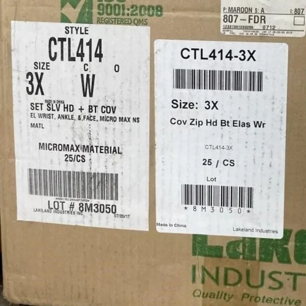20 PCS - Lakeland #CTL414 / 3XL Hooded Zip Up / White Disposable Coveralls 3 XL‎